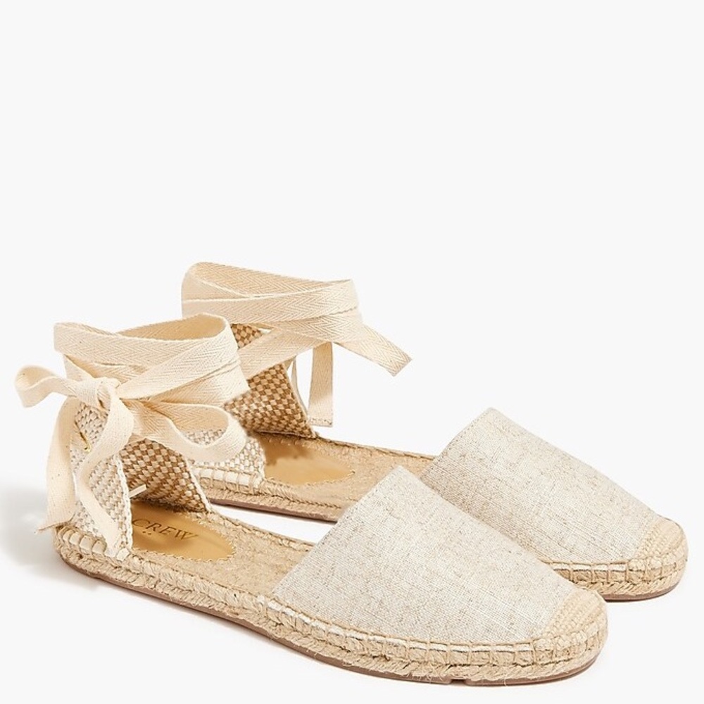 J Crew D'Orsay lace-up Cream Espadrille size 8.5 (new)